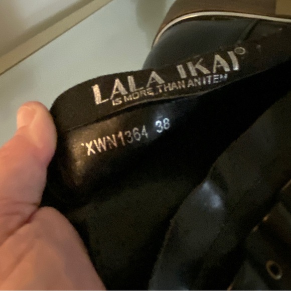 Black Vegan Leather Moto Boots with Rivets & Straps by Lala Ikai 👢 - Picture 6 of 9